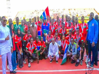 Gambia U-17 team present WAFU A U-17 trophy to Head of State