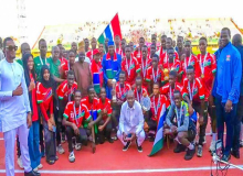 Gambia U-17 team present WAFU A U-17 trophy to Head of State