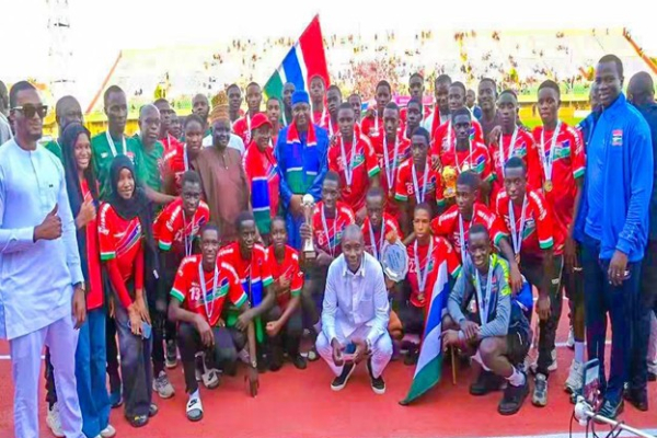 Gambia U-17 team present WAFU A U-17 trophy to Head of State