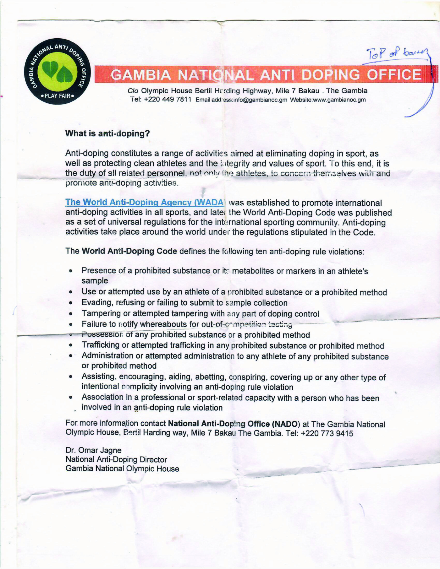 World Anti-doping Day