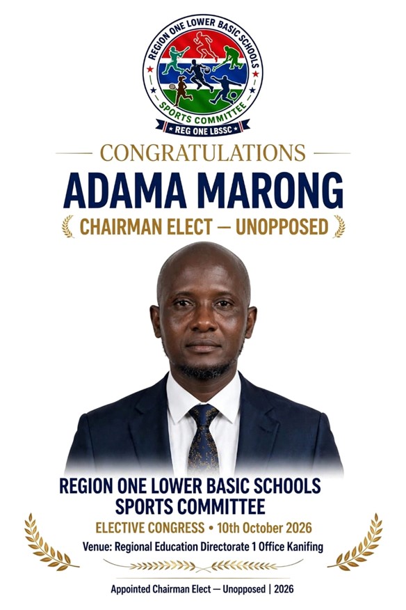 Adama Marong re-elected Region One Lower Basic Sports Committee chair