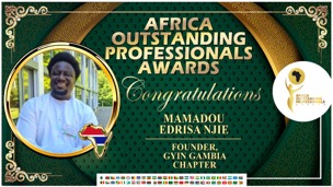 GYIN Gambia founder receives recognition as ‘Outstanding Professional’
