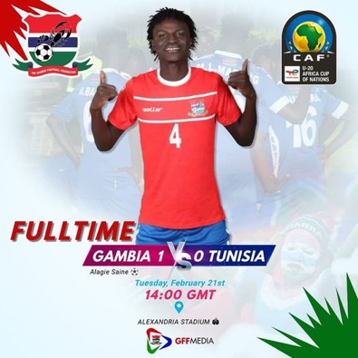 Alagie Saine inspires Gambia U-20 to triumph over Tunisia in Africa U-20 Youth Championship