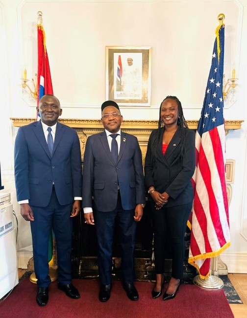 Ambassador Bah welcomes strategic communications specialist from U.S. Embassy in Banjul