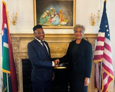 Ambassador Bah bids farewell to out-going U.S. ambassador to Gambia