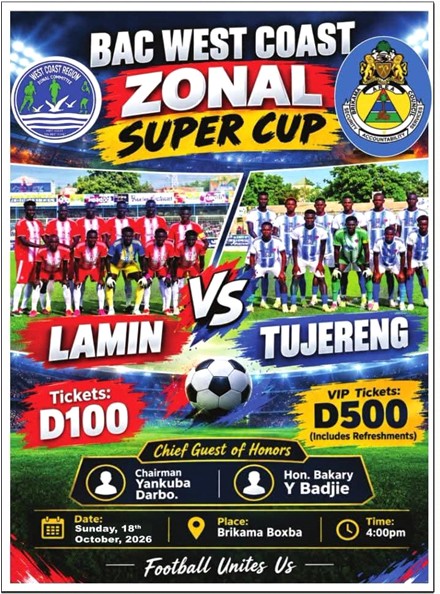 Lamin to brawl with Tujereng for West Coast Region Zonal curtain raiser crown