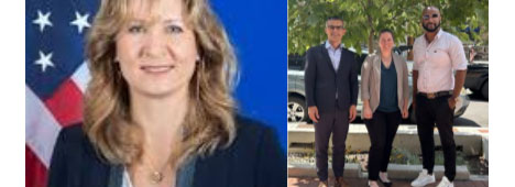 Ambassador Beth Van Schaack receives Baba Hydara in US
