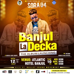 Banjul La Decka album launch set for Nov. 12th 