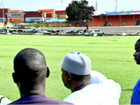 Barrow inspects Banjul KG5 Mini Stadium Artificial Turf