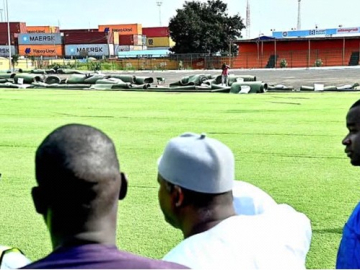 Barrow inspects Banjul KG5 Mini Stadium Artificial Turf