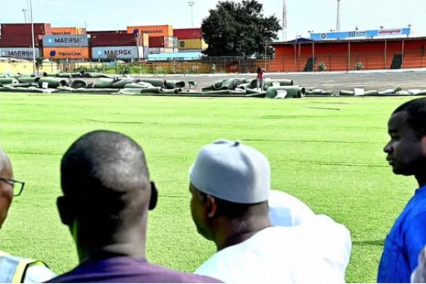 Barrow inspects Banjul KG5 Mini Stadium Artificial Turf
