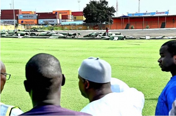 Barrow inspects Banjul KG5 Mini Stadium Artificial Turf
