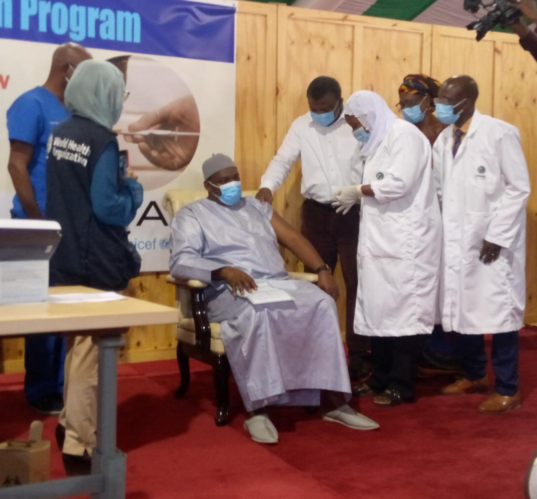Barrow gets 1st dose of covid-19 vaccine as he launches National Covid-19 Vaccination Programme
