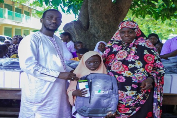 Basse Area Council, ChildFund donate school bags to vulnerable pupils