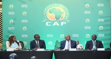 GFF prexy Lamin Kabba Bajo meets CAF president Dr. Patrice Motsepe