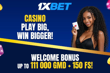 Claim your welcome package of up to111 000 GMD + 150 FS  in 1xBet Casino!