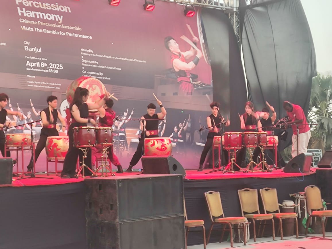 Chinese Percussion Ensemble entertains Gambians