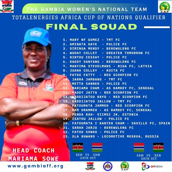 Gaffer Mariama Bom Sowe names squad prior to Kenya battles