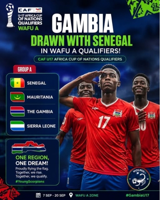Gambia pair with Senegal in WAFU-A U-17 Africa Cup of Nations qualifiers