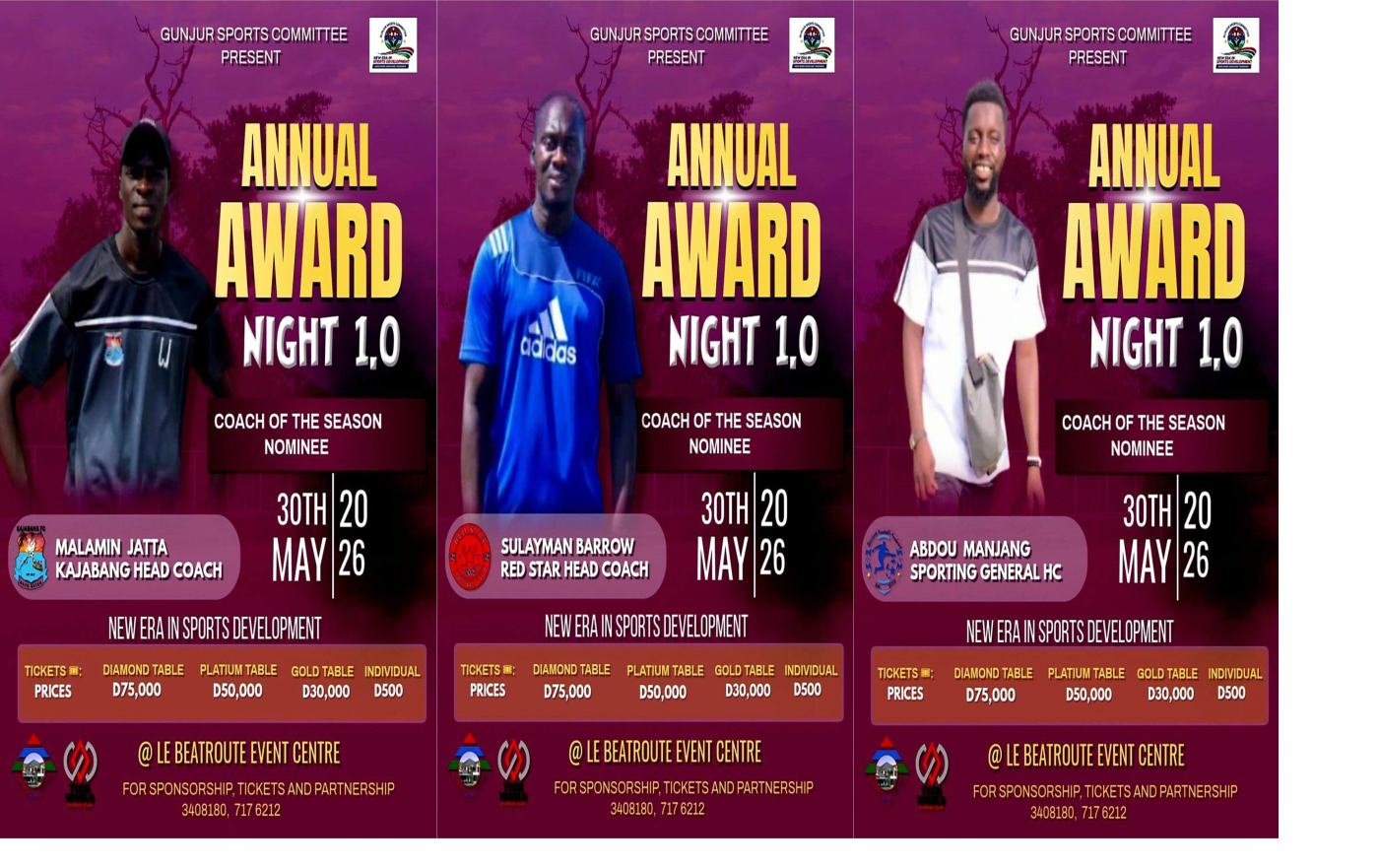 Gunjur Coach of Year Award: Jatta,  Barrow and Manjang nominated 