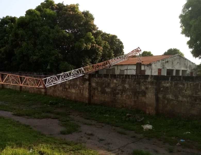 High velocity windstorm uproots Nuimi FM Antenna