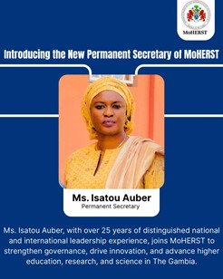 Isatou Auber named PS at MoHERST, bringing 25 years of Leadership