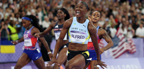 Alfred storms to historic 100m win at Paris 2024 Olympics