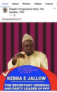 PPP maintains Kebba E. Jallow as party leader