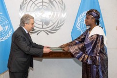 Ambassador Kinza Jawara-Njai presents Letter of Credence to UN Secretary General