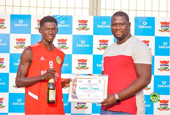Touray clasps Man of Match Award after sterling performance for Brikama Utd