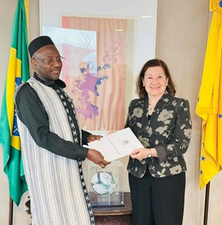 Ambassador Bah presents copies of Letters of Credence to Brazilian Ambassador in DC
