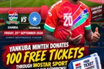 Minteh to donate 100 free tickets to fans to watch Gambia-Somalia clash