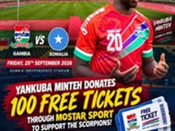 Minteh to donate 100 free tickets to fans to watch Gambia-Somalia clash