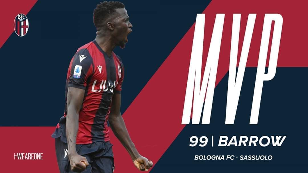 Bologna award Barrow Man of the Match against Sassuola