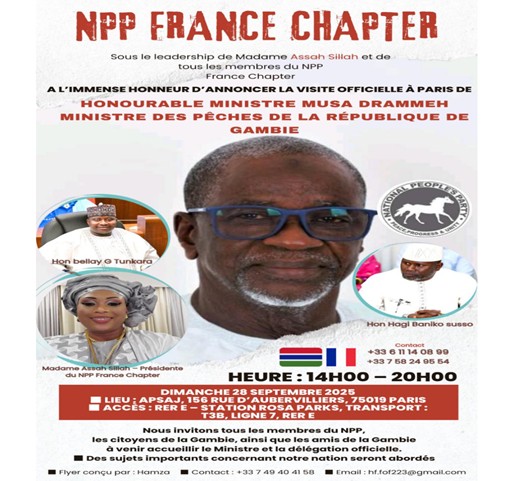 NPP France chapter applauds Minister Drammeh for strengthening party unity abroad