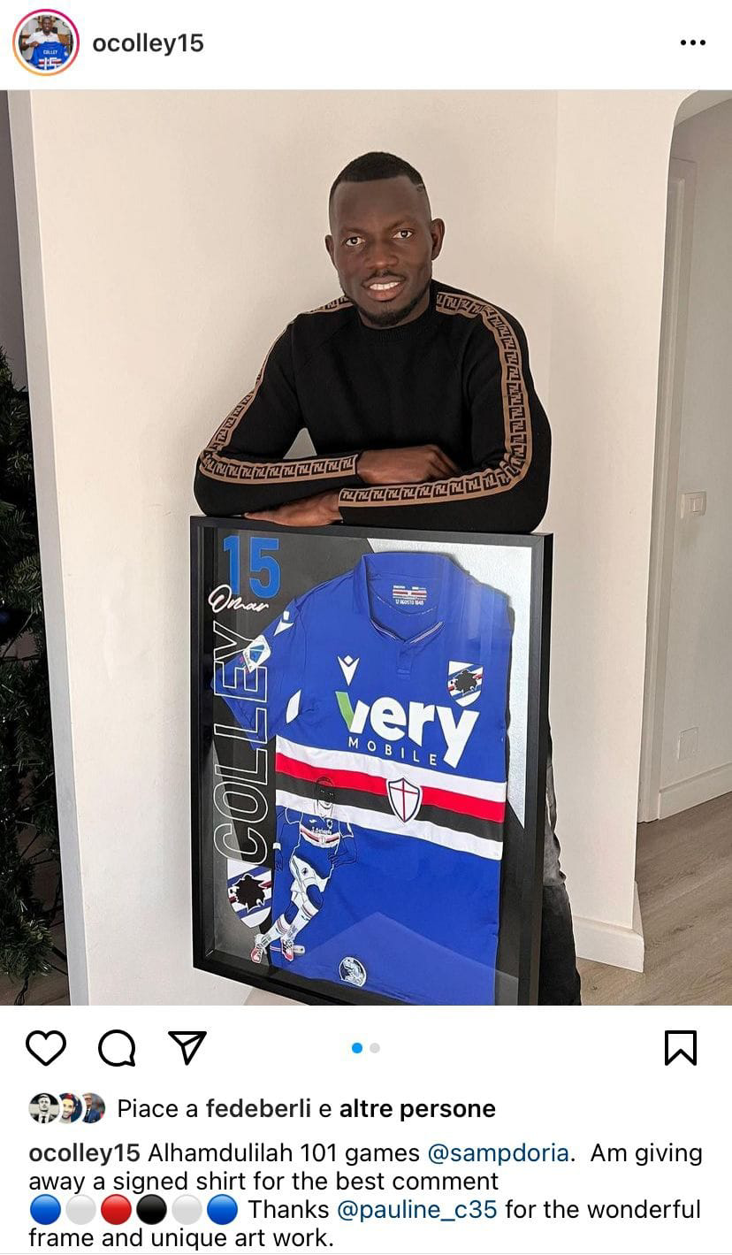 Omar Colley celebrates 100 appearances for Sampdoria