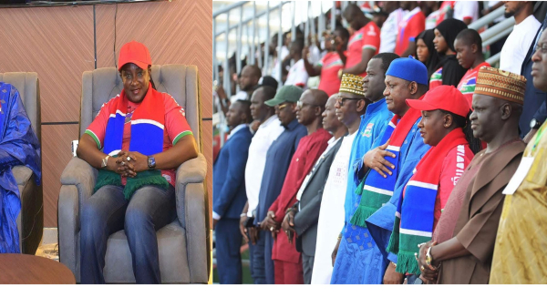 President Barrow watches Gambia, Somalia clash
