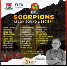 Scorpions Coach selects final 28-man squad for Gambia’s maiden Afcon tournament