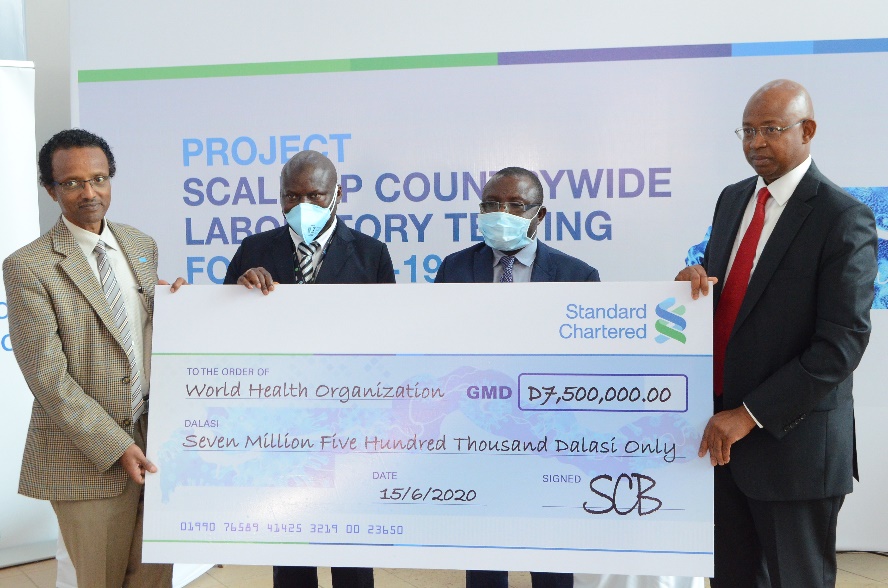 Standard Chartered Bank donates D7.5m to WHO to support a countrywide scale up of laboratory testing for COVID-19 in The Gambia