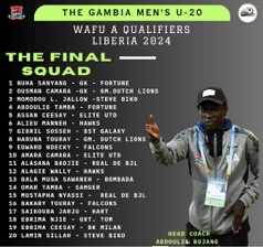 Gambia U-20 gaffer announces squad ahead of WAFU U-20 tourney