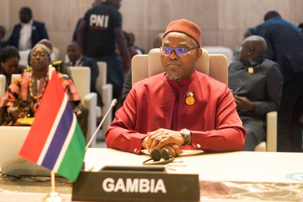 VP Jallow calls for sustainable financing for peacebuilding at AU Summit in Luanda