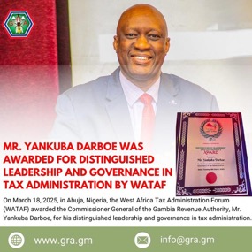 WATAF honours Yunkuba Darboe for distinguished tax governance