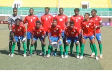 Gambia U-20 team stretch muscles for WAFU Zone A U-20 tourney