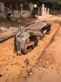 ‘Lucky’ driver blames uncovered ditch for accident