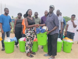 Banjul North NAM supports teams with football materials
