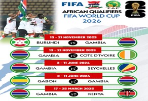 Gambia to open 2026 World Cup qualifiers against Burundi in November
