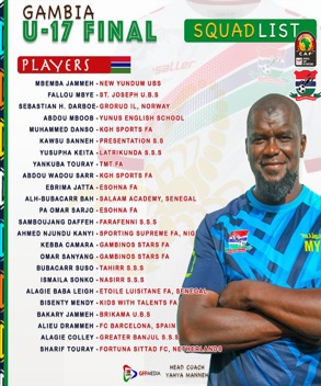 Gaffer Yahya Manneh announces burly squad for U-17 Cup of Nations