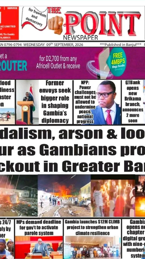 Today is Wednesday 09th September 2026. Here are the new headlines of The Point Newspaper