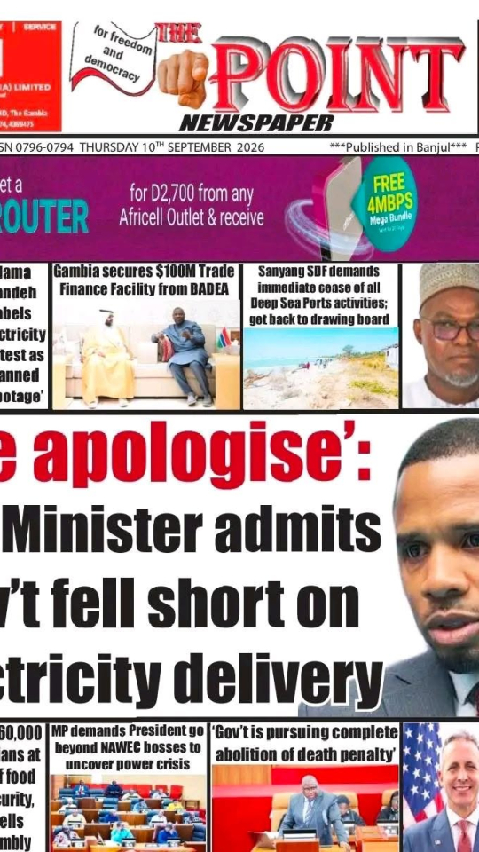 Today is Thursday 10th September 2026. Here are the new headlines of The Point Newspaper