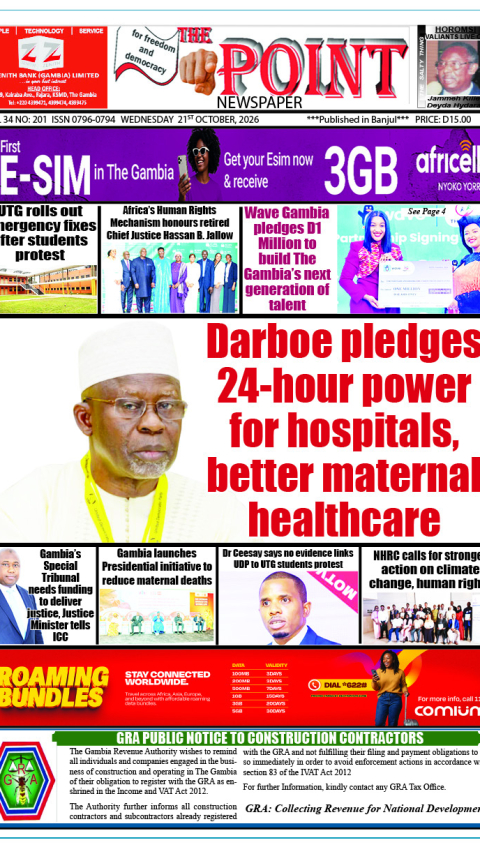 Today is Wednesday 28th October 2026. Here are the new headlines of The Point Newspaper